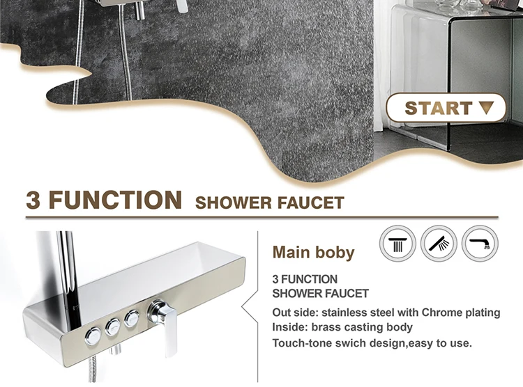 HIDEEP Modern Shower Set for Bathroom Chrome Copper Hot and Cold Shower Faucet