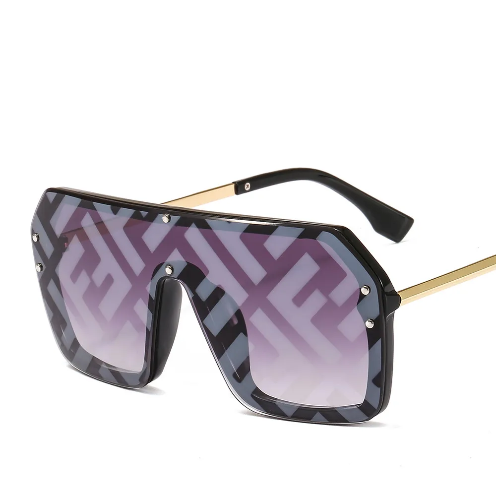 

2020 large frame square retro integrated mirror metal glasses extra large sunglasses Fashion Sunglasses
