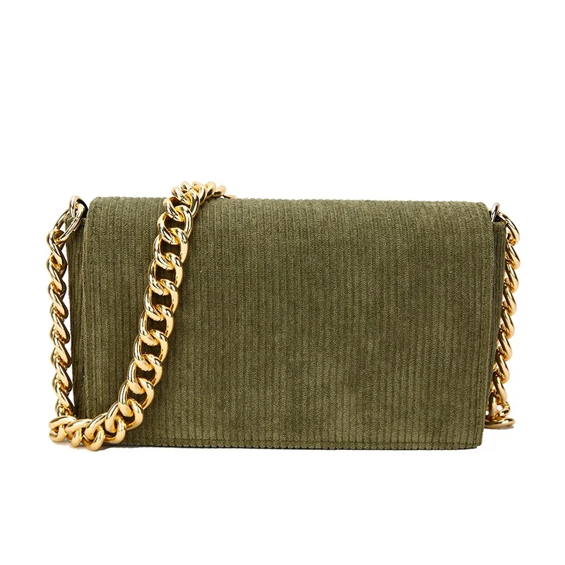 

Fashion Velvet Stripes PU Leather Cross Chain Shoulder Ladies Small Clutch Bags Trendy Women Bag Designer Handbags 2021