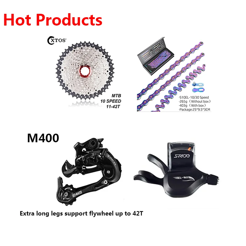 

Hot product XTOS 10-speed 11-42T high quality groupset , freewheel chain rear derailleur shift for bicycle parts