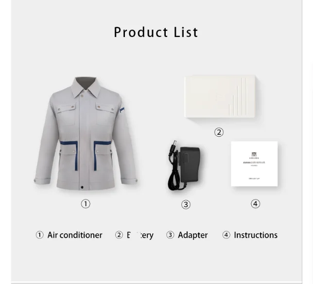 
wholesale fashion portable polyester cotton air conditioner clothes Jackets with lithium battery 
