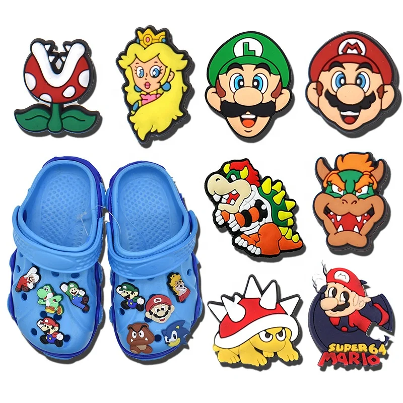 

Charmes super Mario croc Factory direct croc charms super Mario pvc shoe decoration charms for kids clog, Customized color