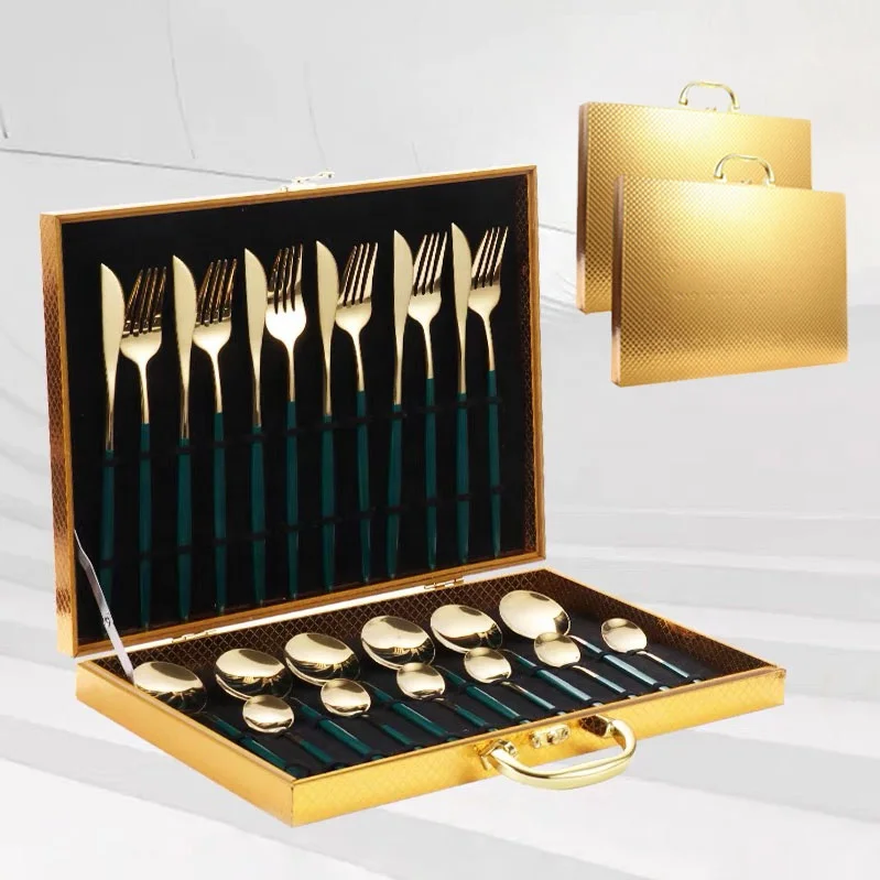 

wholesale 24 piece cutlery set matte spoon and fork knives flatware, black mirror stainless steel gold cuttlery 24pcs set, Gold / champagne / rose gold / rainbow / black / silver / various