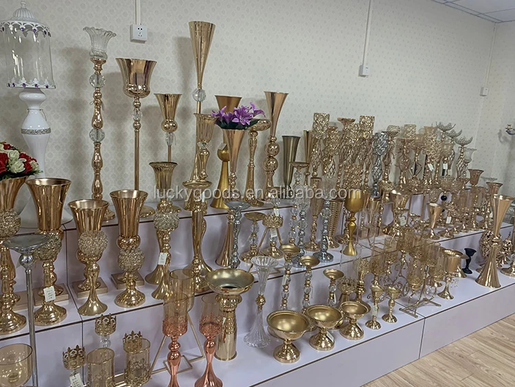 Ldj745 Wholesale Elegant Wedding Party Table Gold Metal Flower Vase