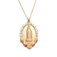 

Jiushang popular Series wedding party vintage style zircon crystal gold virgin mary pendant necklace
