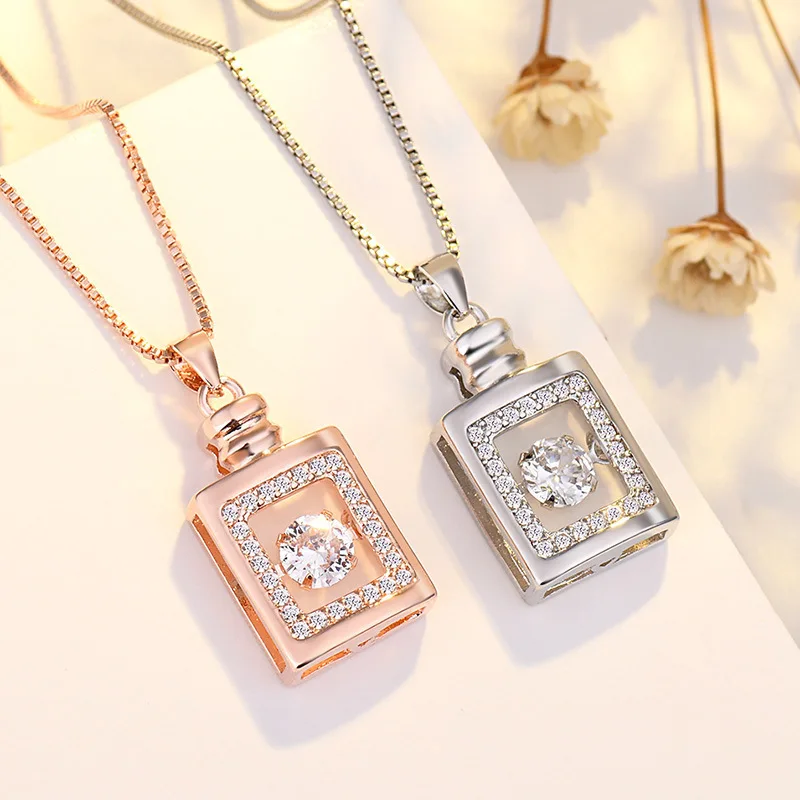 

Trendy Design 18k White Gold Plated Crystal Rhinestone Square Pendant Necklace Cubic Zircon Dance Necklace