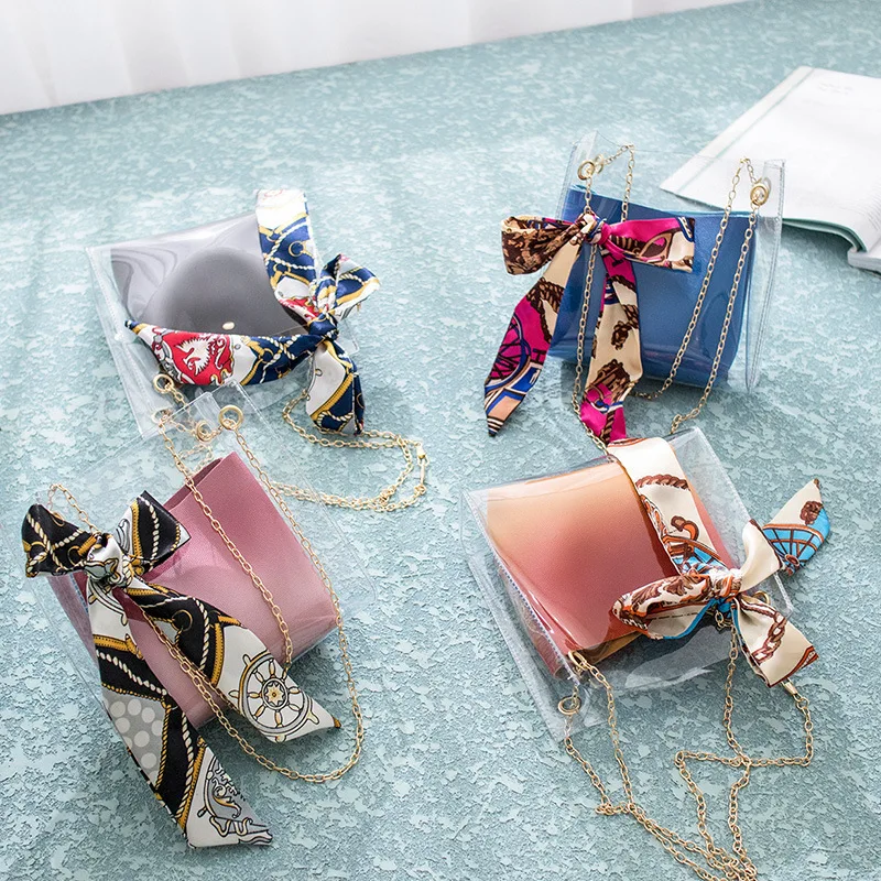 

Women Transparent Bag Women'sTransparent Handbag Crossbody Bag PVC Scarf Shoulder Bag