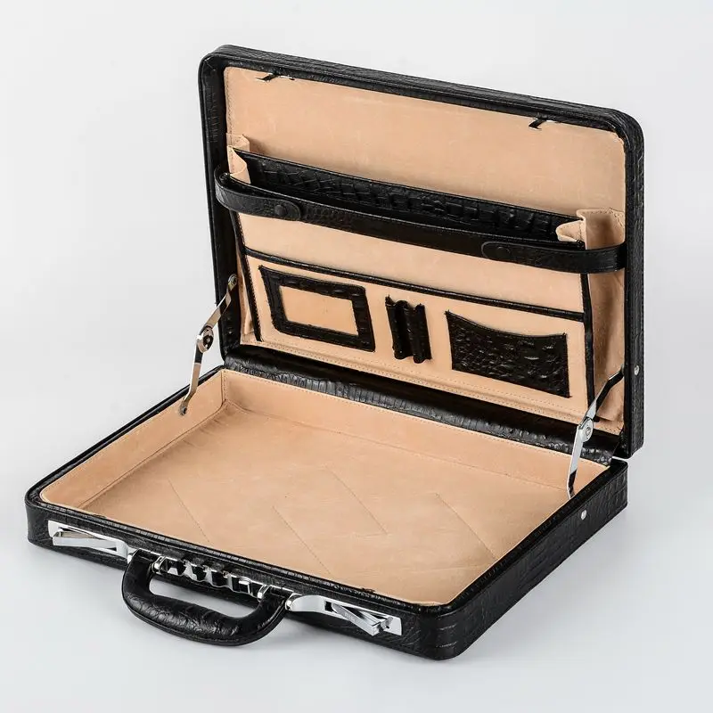 Briefcase/brief Case With Secure Locks Genuine Crocodile Leather