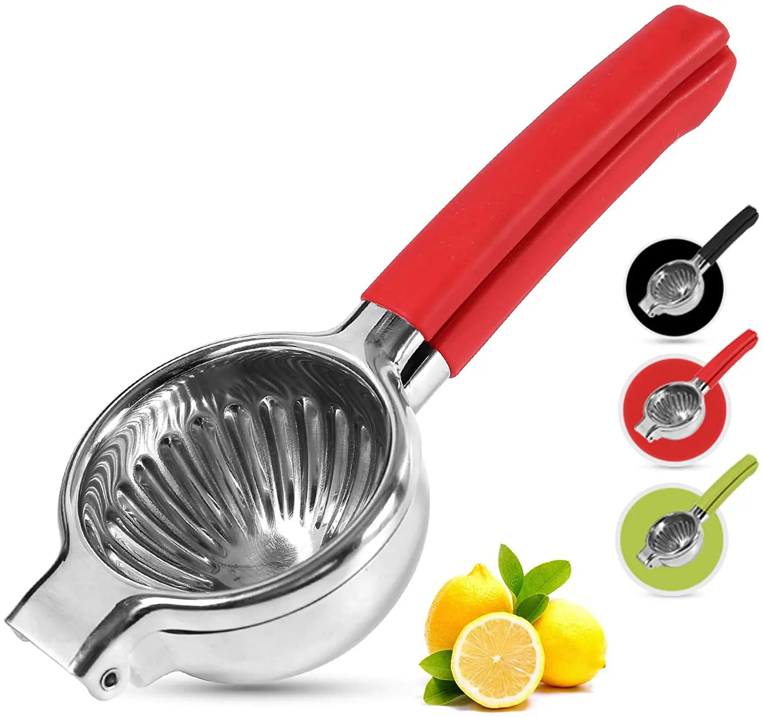 

Wholesale Amazon best seller kitchen accessory lime juicer silicone handle 18/8 stainless steel lemon squeezer, Oem