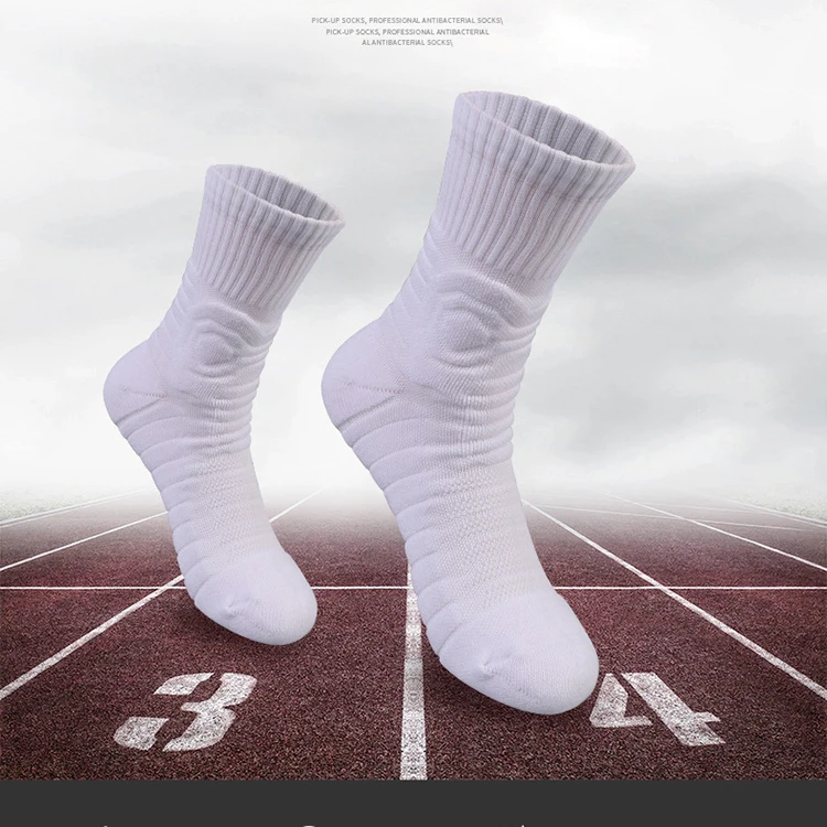 

2021 Wholesale Cycle Socks Custom Logo White Color Athletic Basketball Sport Sock Man, As picture shows