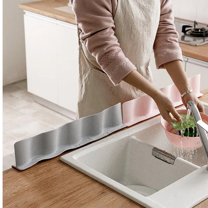 

Kitchen Silicone Sink Water Splash Guard Board Suction Impermeable Retaining Plate Multi-functional Wash Basin Sink Baffle, Grey;pink