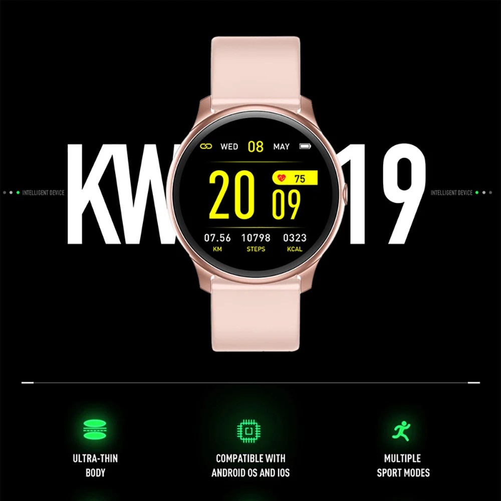 

ultrathin Round watch KW19pro Smart watch Full Touch Heart Rate Monitor Fitness Men Women Smartwatch KW19 Sports Smart watch 6