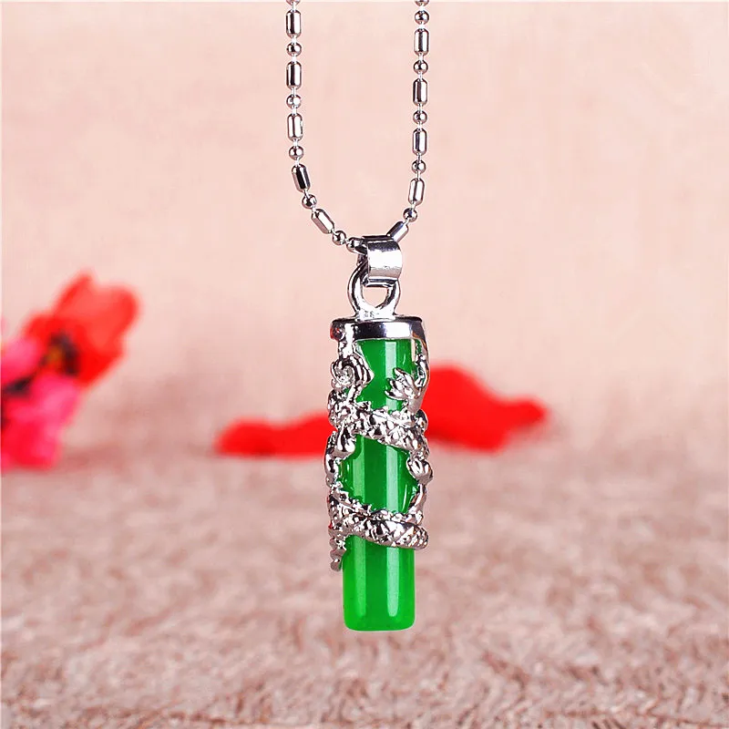 

Jade Dragon Pendant Fashion Hetian Women Amulet Gifts Necklace 925 Silver Chalcedony Charm Jewelry Natural Chinese