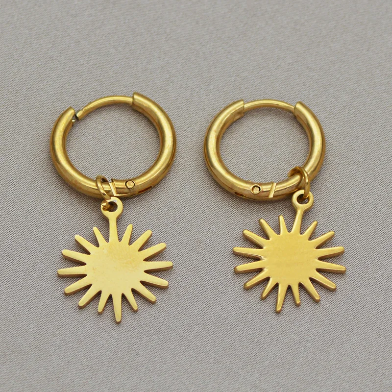 

Summer Earring Jewelry 2021 Earrings Gold Plating Star Sun Shape Fashion Earring Hoops