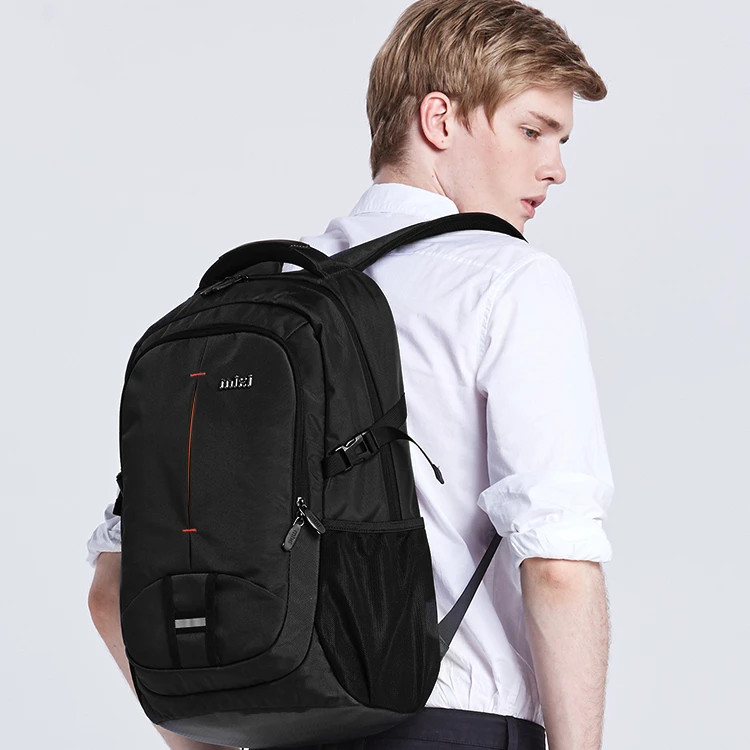 

In Stock  Business College Large Capacity Nylon Waterproof Traveling Backpack For Men, Black