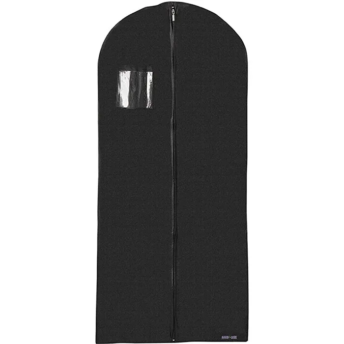 

Suit and Dress Black Garment Bag Cover Hanging Carrier for Storage and Travel