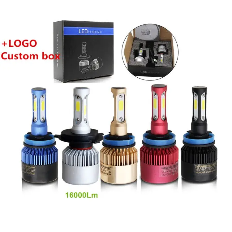 Auto lighting system factory price super bright12v 24v 16000lm S2 led headlight, 9005 9006 h7 h4 led headlight