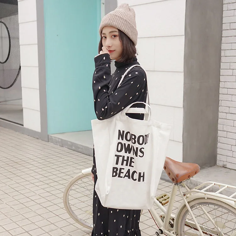 

YASEN Women Canvas Shoulder Bag Extra Large Capacity Letters Printing Bags Female Big Tote Ladies Simple Cotton Shopping Bag