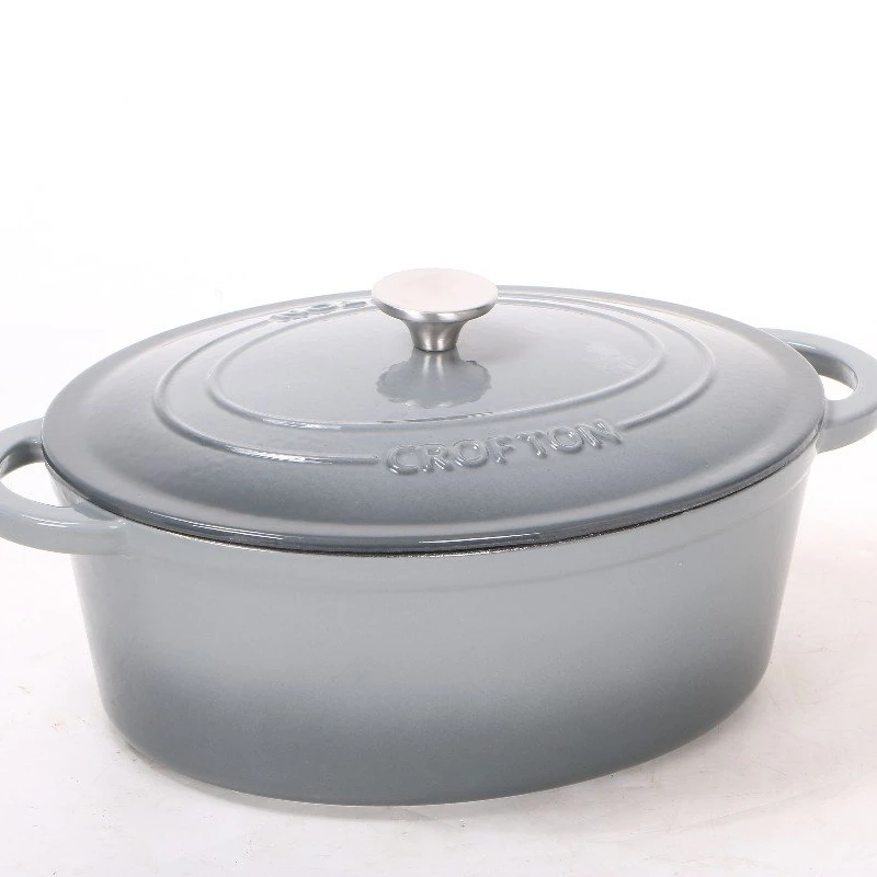 

cast iron enamel oval pot soup pot, Grey