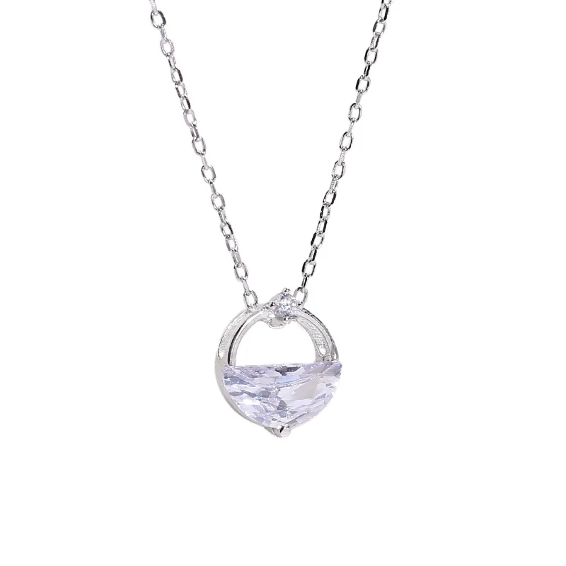 

Trendy Gemstone Dainty Water Wave Zircon Pendant 925 Sterling Silver Necklace