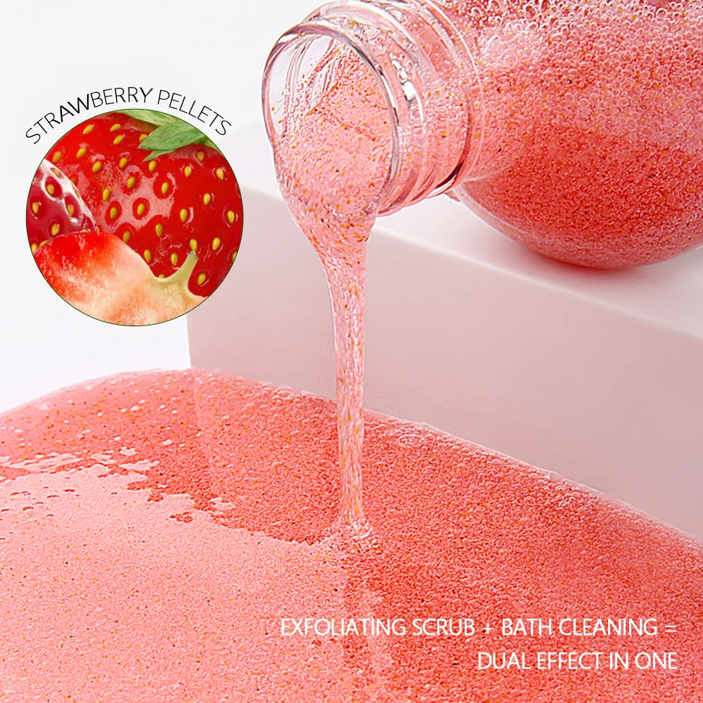 

Private label Pretty Cowry Smooth and brighten skin Exfoliating scrub spa bath fruit whitening shower gel body wash