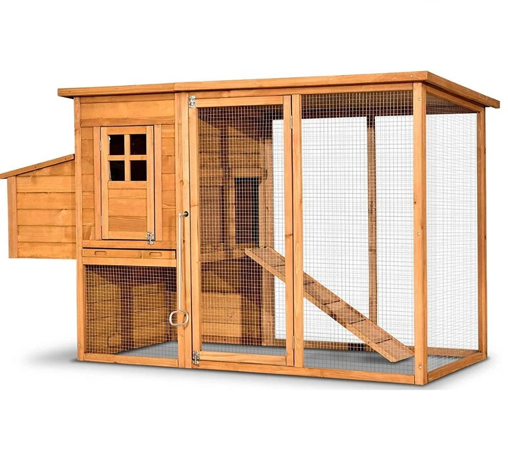 

Wooden Chicken Coop Nest Box Hen House Poultry Cage Hutch with Ramp, Natural wood color