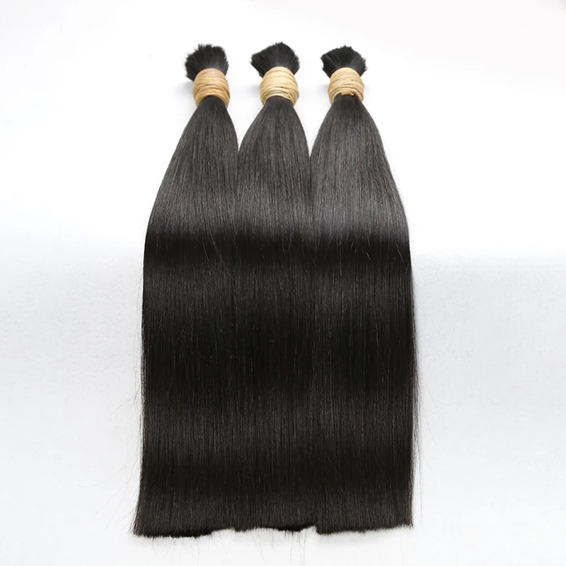 

Hot Selling Cuticle Aligned Raw Indian Human Hair Natural Black Color Hair Bulk, Any color can be customized