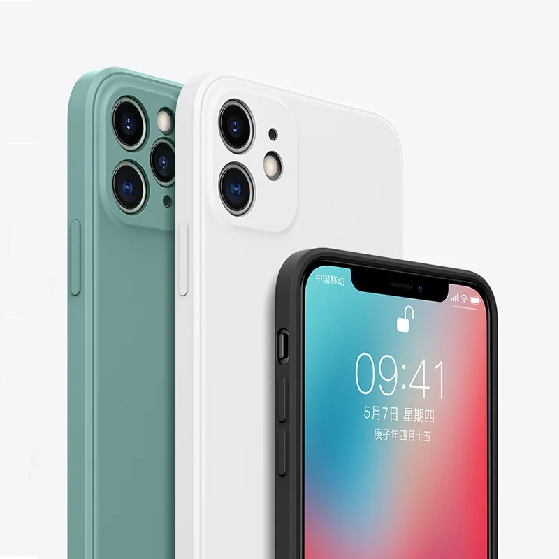 

New Arrival mobile Phone Soft Cover Liquid Silicone Phone case Colorful mobile phone case for iPhone 11 /12 ProMax, Black,white,gray,blue