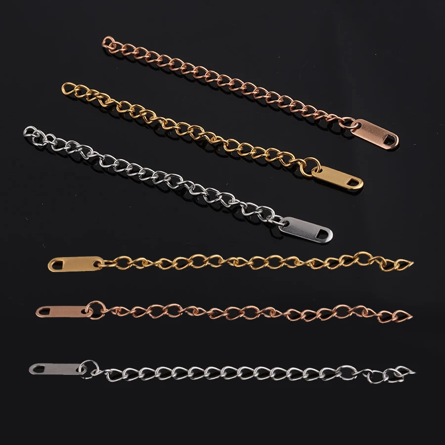 

Custom Tail Extender Chain Diy Adjustable End Chains For Jewellery Findings Wholesale 18k Gold Stainless Steel Extension Chain