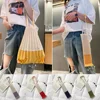 Korean Leisure Contrast Color Pleated Canvas Joker Folding eco Foldable Shopping Bag Reusable pleated bags