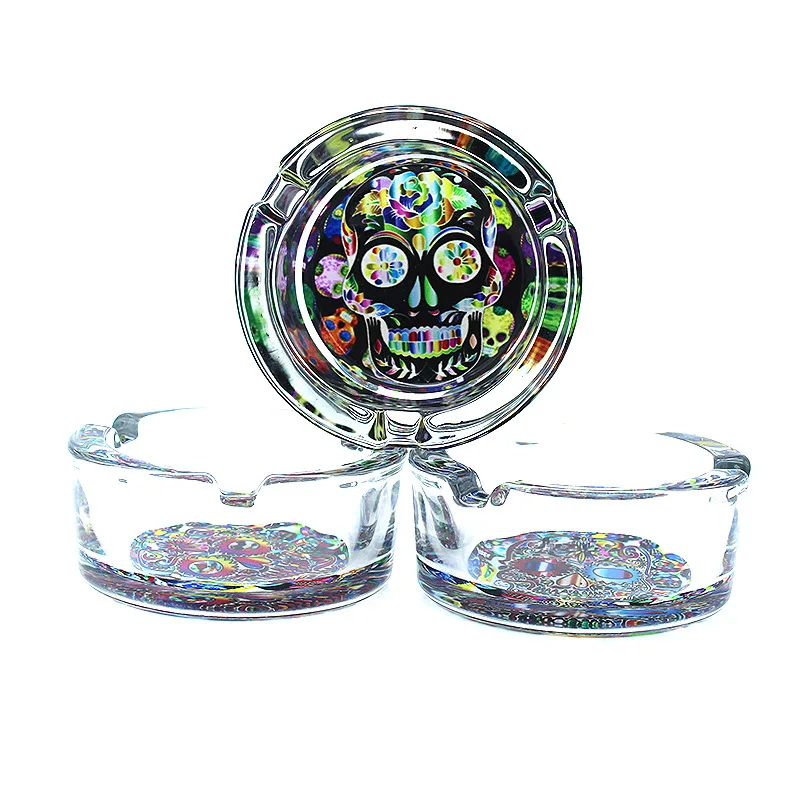 

JL-005S Fancy Round Ashtray Indoor Outdoor Decorative Glass Ashtray Custom Logo High Quality Glass Ashtray For Cigarettes, Clear