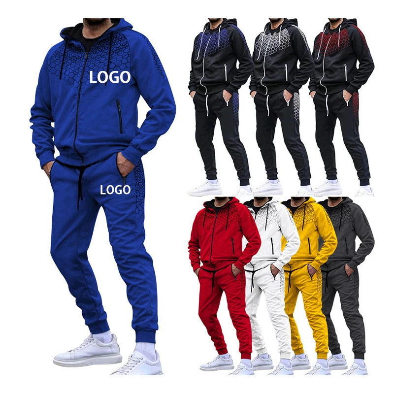 

Men Tracksuit Custom Hooded Cardigan Jacket Tracksuit Men 2 Piece Set Hoodie Sets Men Active Wear Wholesale