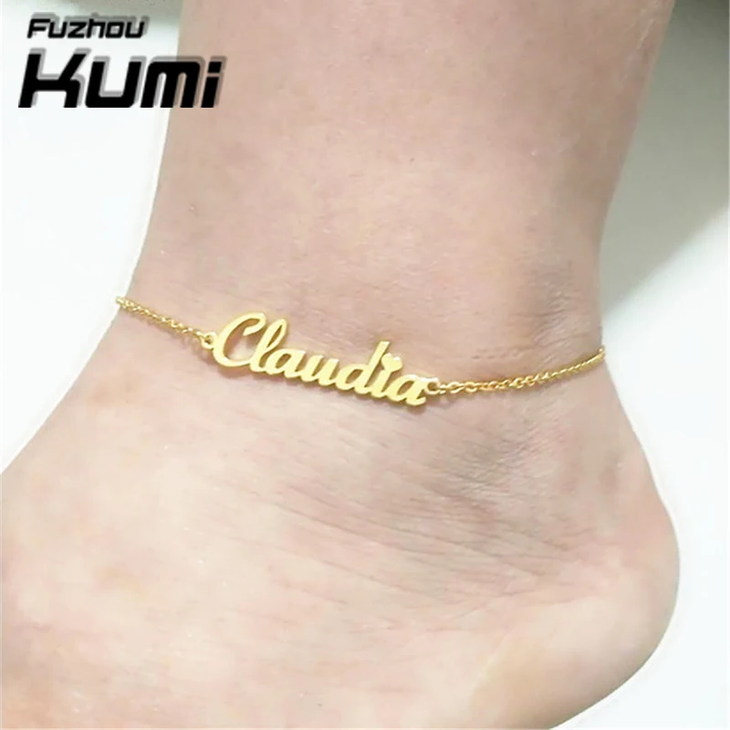 

Wholesale Nameplate Custom Jewelry Gold Plate Sterling 925 Silver Name Anklet