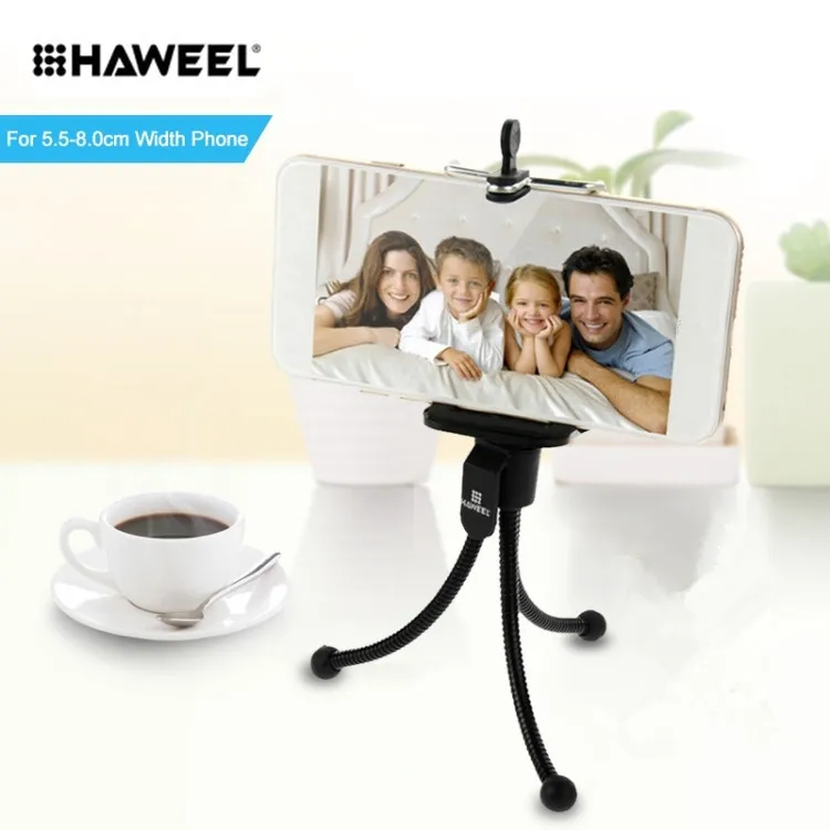 

Factory Price HAWEEL Professional Mobile Phone Holder Stand Flexible Selfie Video Tripod Mount, Black