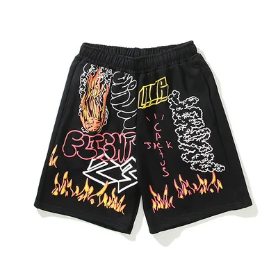 

Wholesale Sports Flame Graffiti Sweat Shorts Men, Picture color