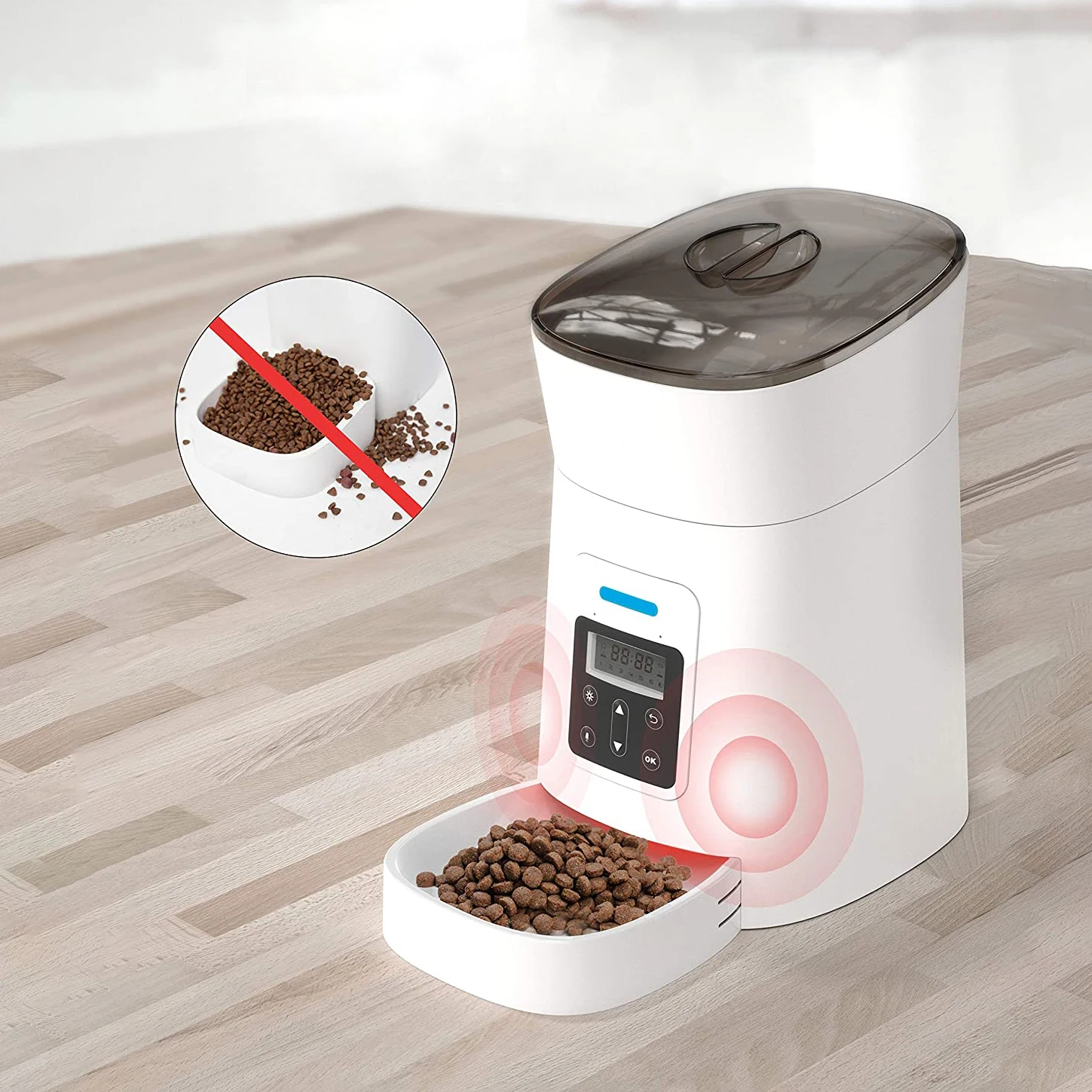 

2019 NEWEST Automatic Pet Feeder Auto Pet Food Dispenser with Food Bowl Designed for Cats and Dogs, White