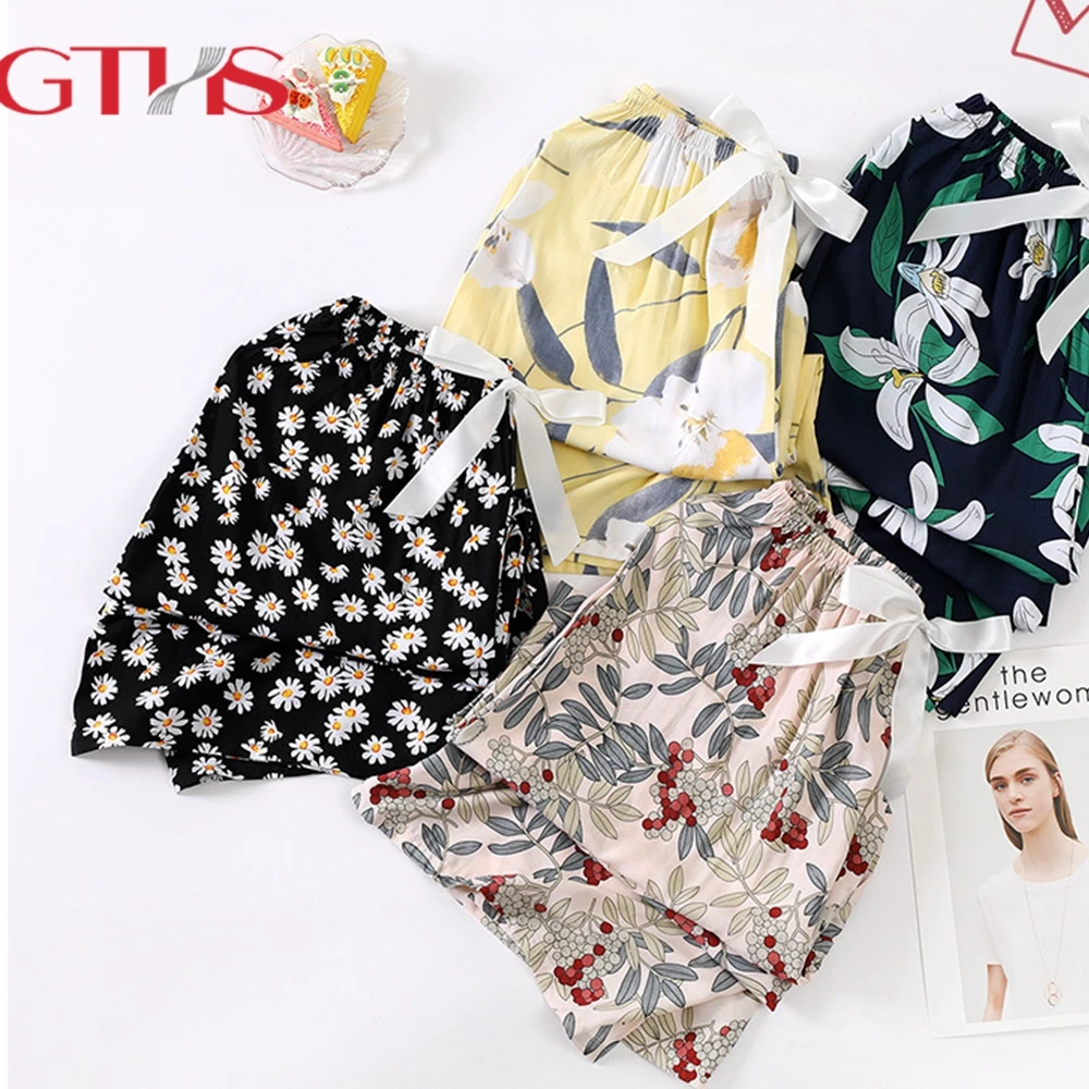

Light Floral Printed Pattern Sweat-absorbing Women Pajama Pants