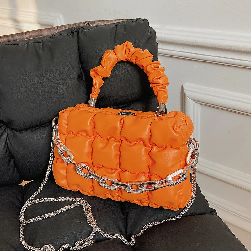 

New Arrivals 2022 Women's Trendy Handbags Casual 8 Color Ladies Chain Crossbody Bag Rhombus Luxury Gingham Ruffle Bag for Women