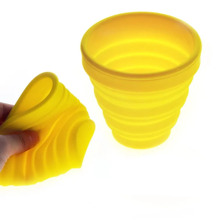 

Yellow Color Food Grade Colorful The Silicone Folding Telescopic Cup