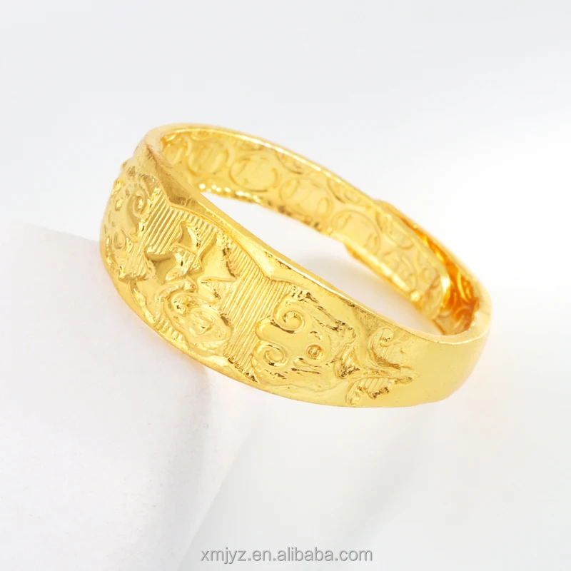 

Original Single Foreign Trade New Style Brass Gold-Plated Ring Female Live Mouth Simple Blessing Open Ring Source Manufacturer