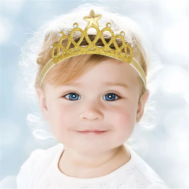 COUXILY Bébé Crown Rose Fleur Golden Crown Anniversaire Bandeau Princesse Bébé-Filles Bracelet Couronne Accessoires pour Cheveux 
