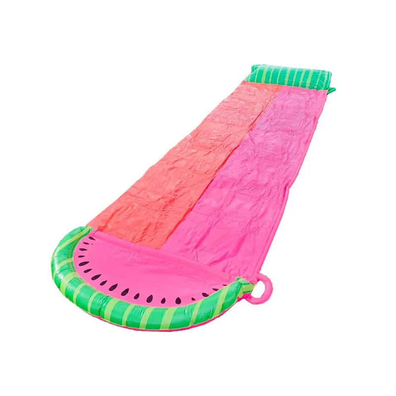 

18ft 550cm*145cm Garden Water Toys Splash Slip Double Sliding Lanes Watermelon Inflatable Water Slide, Red+green