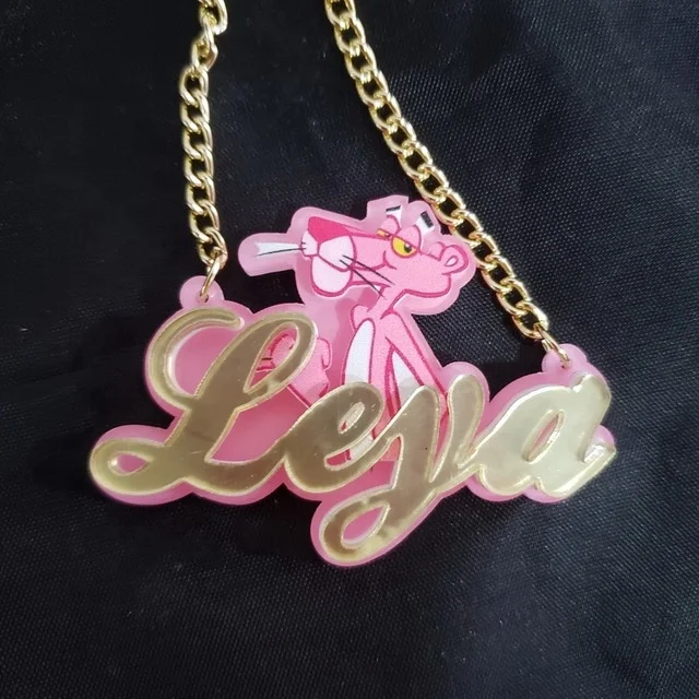 

Colorful Acrylic Pendant Custom Cartoon Character Necklace Personalized Nameplate Jewelry Name Necklaces