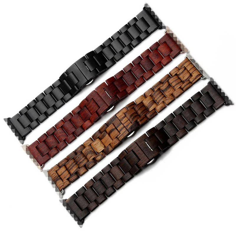 

MINGJIANG wooden strap wood bead band for Apple Watch, Brown / black