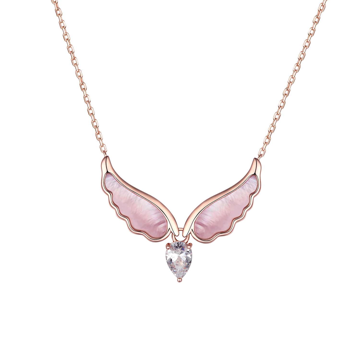 

Mother of Pearls Necklace Rose Gold Plated 925 Silver Jewelry, Pink