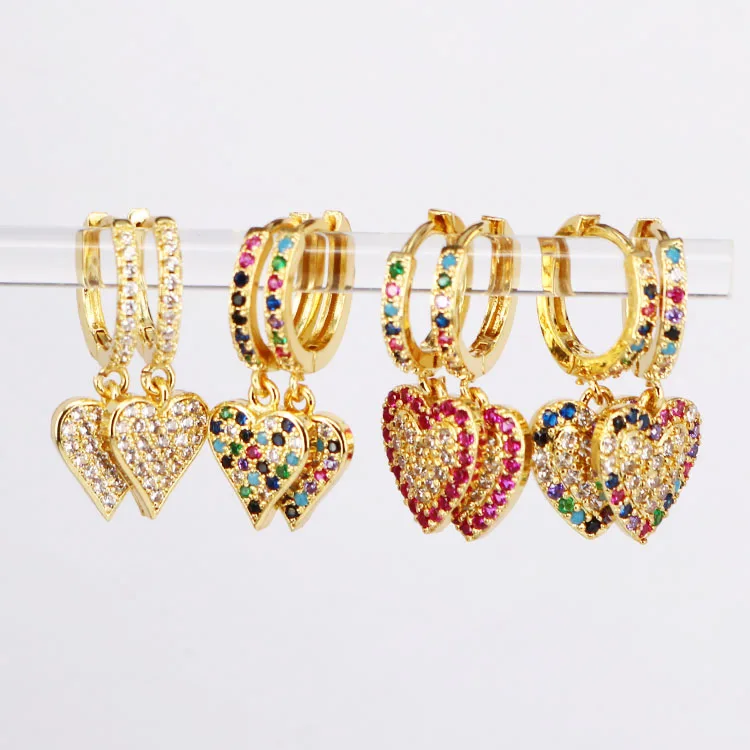 

EC1483 Womans Fashion Rainbow Minimal CZ Huggie Earrings, Women's Pretty Dainty CZ Micro Heart Huggies, Silver,gold,rose gold,gunmetal