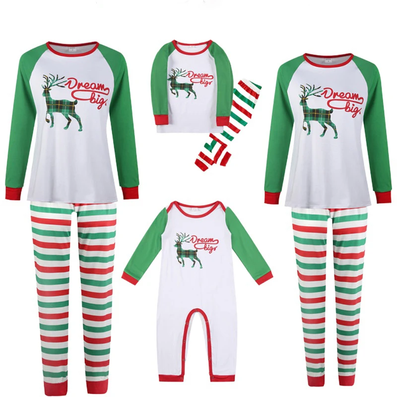 

Christmas Kids Animal Stripe Pajamas Plus Size Long Women Christmas Couple Pajamas