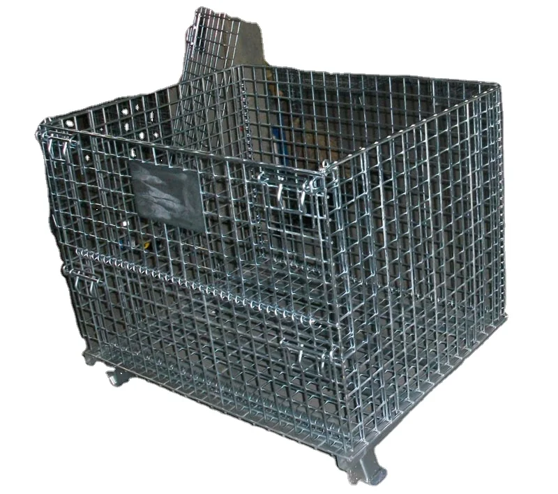 

Wire Mesh Bulk Container for warehouse foldable pallet cage