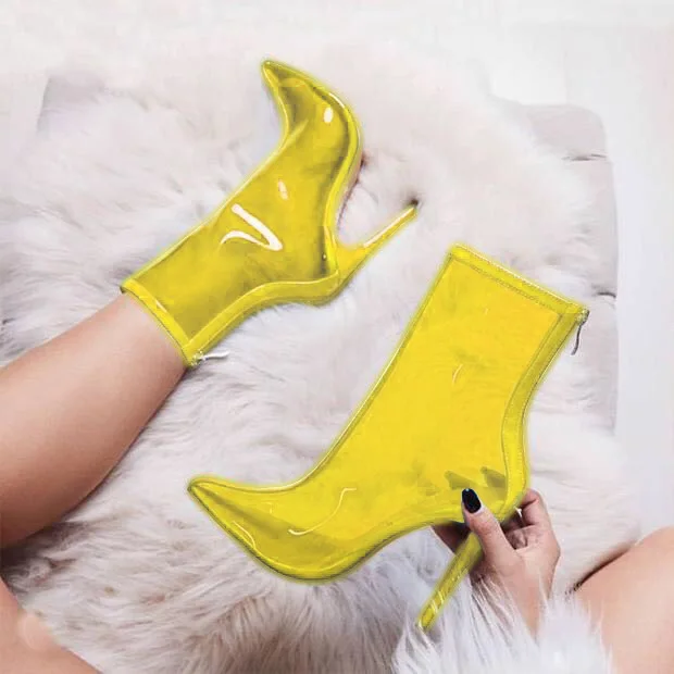 

2020 Fashion Women Winter Boots Fancy Skin Heel Shoes Limpid Ladies Boot