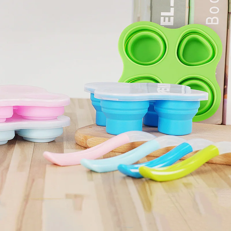 

Silicone Egg Bites Molds Reusable Baby Food Storage Freezer Tray with Lid Steamer Rack Trivet